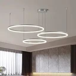 Світлодіодна люстра на три кільця 60+50+40 см у хромованому каркасі | Line F | Арт. MJ73-600+500+400 CH