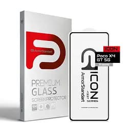 Захисне скло для Xiaomi Poco X4 GT 5G, Icon, 2.5D загартоване скло, повне проклеювання, глянсове, удароміцне, з олеофобним покриттям, сумісне з чохлами, міцність 9H, проста установка, ArmorStandart (ARM62077)