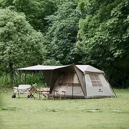 Чотиримісний намет з навісом Naturehike Village CNK2300ZP022 маленький (Коричнева) - мініатюра 2