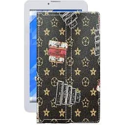 Чохол StatusCASE з екошкіри для планшету Pixus Play V4.0.7 3G Луі-Вітон-коричневий