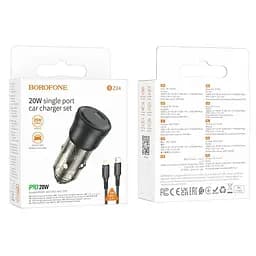 Автомобільний зарядний пристрій Borofone BZ24 Clever single port PD20W car charger transparent чорний