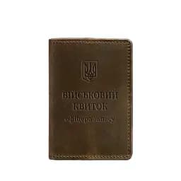 Шкіряна обкладинка для військового квитка офіцера запасу 8.0 темно-коричнева Crazy Horse - мініатюра 7