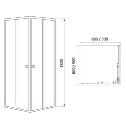 Душова кабіна квадратна RJ Velum 90x90 розсувна скло Black Linia 4 мм без піддону black matt 90BRZ082Linia, Чорний матовий, інтимато - мініатюра 2