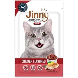 Ласощі для дорослих котів Jinny палички зі смаком курки 35 г 