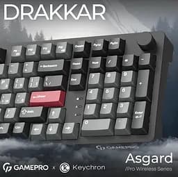 Клавиатура игровая механическая GamePro MK-305-BK Asgard Drakkar Keychron Super Red Switch Bluetooth 5.2/2.4 ГГц/USB Black - мініатюра 3