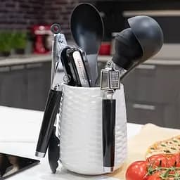 Набір кухонного приладдя з керамічною підставкою KitchenAid Classic 6 предметів чорний білий (KQG561BXOBE) - мініатюра 3