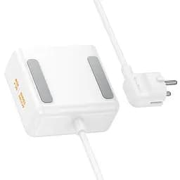 Мережевий зарядний пристрій подовжувач Hoco AC28 USB/3 Type-C PD 45W 2 розетки 2m білий - мініатюра 4