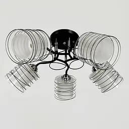 Стельовий чорний світильник на 5 подвійних плафонів Ø 50 см | Line F | Арт. 6190/5A BK+CH