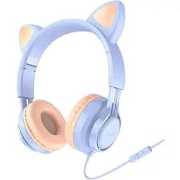 Навушники Hoco Cat ear headphones with mic W36 блакитні
