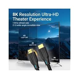 Кабель мультимедійний HDMI M to HDMI M 3.0m 8K cotton braided black Vention (AAUBI) - мініатюра 3