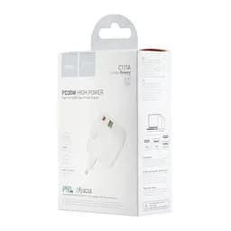 Мережевий зарядний пристрій Hoco C111A Lucky dual-port PD30W + QC3.0 charger ( EU ) Білий - мініатюра 2