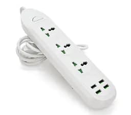 Сетевой фильтр Voltronic ТВТ16, 3 розетки + 4 USB, 2 м, сечение 3х0,75мм, 3000W, White - мініатюра 1
