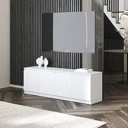 Тумба під телевізор Vays у вітальню, сучасна з полицями, без ручок R-31 Білий