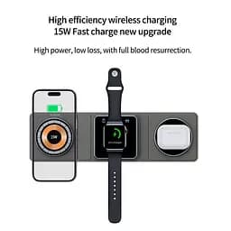 Заряджання Qi 3in1 Foldable Magnetic Wireless Charger XYJ X8 для Phone, Apple Watch, AirPods - мініатюра 5