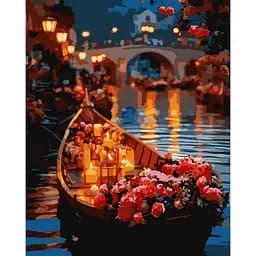 Картина по номерам Santi Розы в лодке 40х50 см LED подсветка (956661)