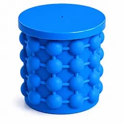 Силіконова форма відро для льоду з кришкою Ice Cube Maker Genie для охолодження напоїв Блакитний 88476