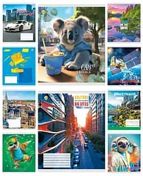 Тетради ученические 48 листов клетка Твердая Микс Универсальный 3, 10 шт. в упаковке