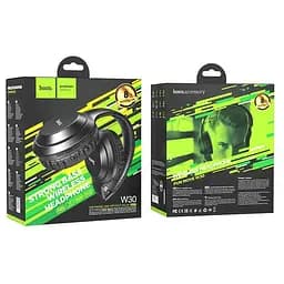 Накладні Bluetooth навушники Hoco Fun move BT headphones W30 | BT5.0, AUX / FM / TF, 8h | black - мініатюра 2
