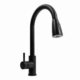 Кухонний змішувач Platinum з висувним виливом чорний F001B Чорний
