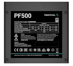 Блок живлення Deepcool 500 Вт PF500, Black, 80+ Standard, Active PFC, 12 см, 2xMolex / 6xSATA / 2x6+2-pin / 1x4+4-pin / 20+4-pin, захист: OPP/OVP/SCP/UVP, ATX12V V2.4 (R-PF500D-HA0B-EU) - мініатюра 2