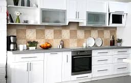 Кухонний фартух Happy Pocket Квадрати вінілова для кухні 65х250 см Геометрія Бежевий Z183929