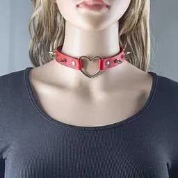 БДСМ чокер із серцем і шипами Червоний