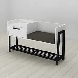 Банкетка с прикроватной тумбочкой Ferrum-decor Бланка 540x1000x320 металл Черный ДСП Белый 16 мм (FRD-103024)