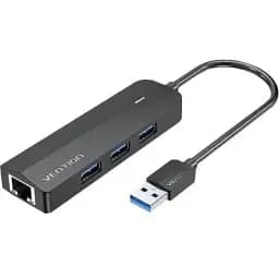 Концентратор Vention USB 3.0 to 3хUSB 3.0/RJ45 Gigabit black (CHNBB)