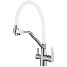Змішувач для кухні на дві води з гнучким виливом Mixxus FUL-021 MI7017 Нержавіюча сталь