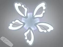Стильна стельова LED-люстра для спальні та вітальні Diasha 8166/5WH біла, квітка, 80 Вт, 64 см, 10-16m2