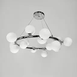 Кольцевая люстра в хромированном корпусе с белыми 15 плафонами Ø 75 см | Ст. SG 48/15 CH+WT | Line F