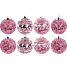 Набір ялинкових прикрас Elen Dekor 10 см 8 шт. рожевий   (822-038)