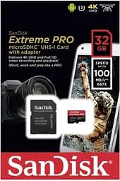 Карта пам'яті Sandisk 32GB microSDHC Extreme Pro + SD Adapter + Rescue Pro Deluxe 100MB/s A1 C (SDSQXCG-032G-GN6MA) - мініатюра 2