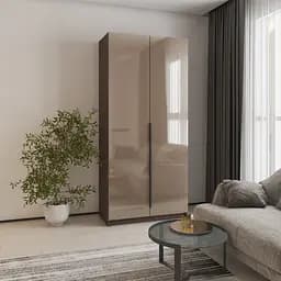 Шафа 2-дверна MebelStar Оскар Gloss BL-B, блок шухляд+полиці 100x52x220 см Дуб рістрето/Латте (MBS-5174)