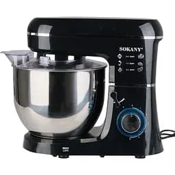 Стационарный миксер тестомес Sokany SK-275 с металлической чашей планетарное вращение 8л 1800Вт Черный