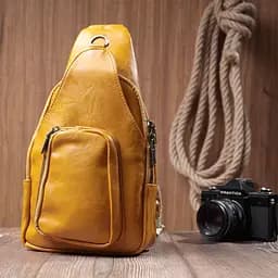 Яскрава жіноча сумка з екошкіри з акцентом на текстильну лямку Vintage 22775 жовта - мініатюра 9