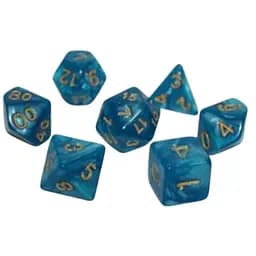 Набір кубиків Pearl 7 Dice Set - Light blue (w-gold) , 7 шт. (g7dpearl15)