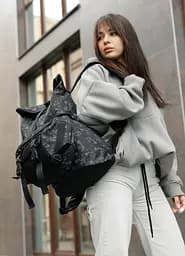 Жіночий рюкзак Sambag RollTop DOUBLE чорний 41 х 27 х 18 см (24330702) - мініатюра 2