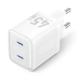 Зарядний пристрій Vention 2xUSB-C PD45W GaN transparent white (FCFW0-EU)