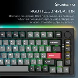 Клавіатура GamePro Asgard Yord Keychron Super Red Switch Wireless/Bluetooth/USB Black бездротова (MK266BK) - мініатюра 18