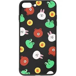 Чохол-накладка Toto Cartoon Print Glass Case Apple iPhone 7 Plus/8 Plus Line friends Black