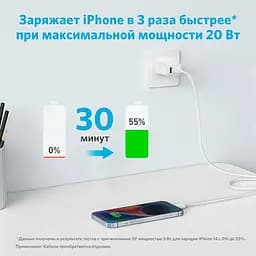 Зарядний пристрій Anker PowerPort 312 PowerIQ 2 виходи Type-C + USB біле - мініатюра 2