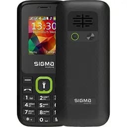 Мобильный телефон Sigma mobile X-style 171 Mini, черный-зеленый, 2 Mini-SIM + Micro-SIM, дисплей 1.77" цветной (128x160)