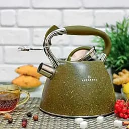 Чайник Edenberg EB-1981 зі свистком нержавіюча сталь з мармуровим покриттям 3 л коричневий - мініатюра 2
