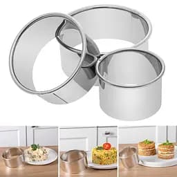 Набір круглих форм для оформлення салатів та висічки тіста для пельменів вареників Ø 9/7.5/6 см (3 шт.), Kitchette Сріблястий 85156