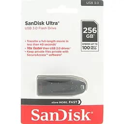 Флеш-накопичувач SanDisk USB 3.0 Ultra 256Gb (130Mb/s) Black (SDCZ48-256G-U46) - мініатюра 2