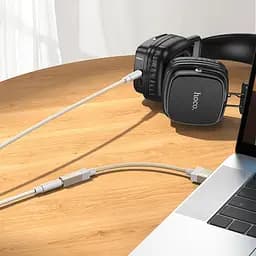 Адаптер перехідник Hoco UPA32D USB to Jack 3.5 золотистий - мініатюра 2