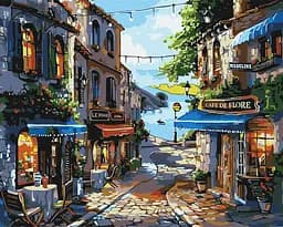 Набір для розпису по номерах Ресторани на узбережжі, 40x50 см, КНО3652