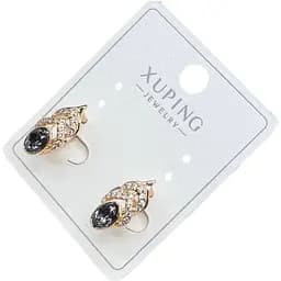 Сережки Xuping з рельєфним дизайном і цирконієм гіпоалергенне медичне золото