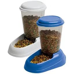 Механічна пластикова годівниця для сухого корму та води для котів і собак Ferplast ZENITH білий/синій